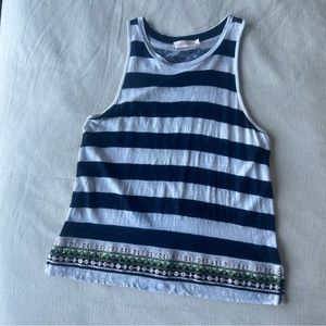 Tory Burch, like new navy stripe tank. Size large
